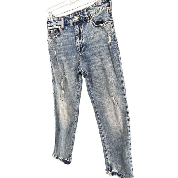 Pilcro Jeans Women 25 Blue Mom High Rise Distressed Denim Stretch Relaxed Grunge - Picture 2 of 15